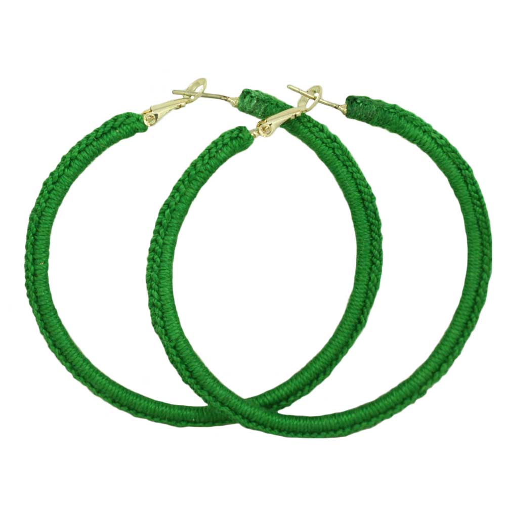 Large Green Crochet Hoop Pierced Earring - STXE24 - Lilylin Designs