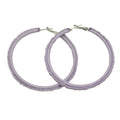 Large Lavender Purple Crochet Hoop Pierced Earring - STXE33 - Lilylin Designs