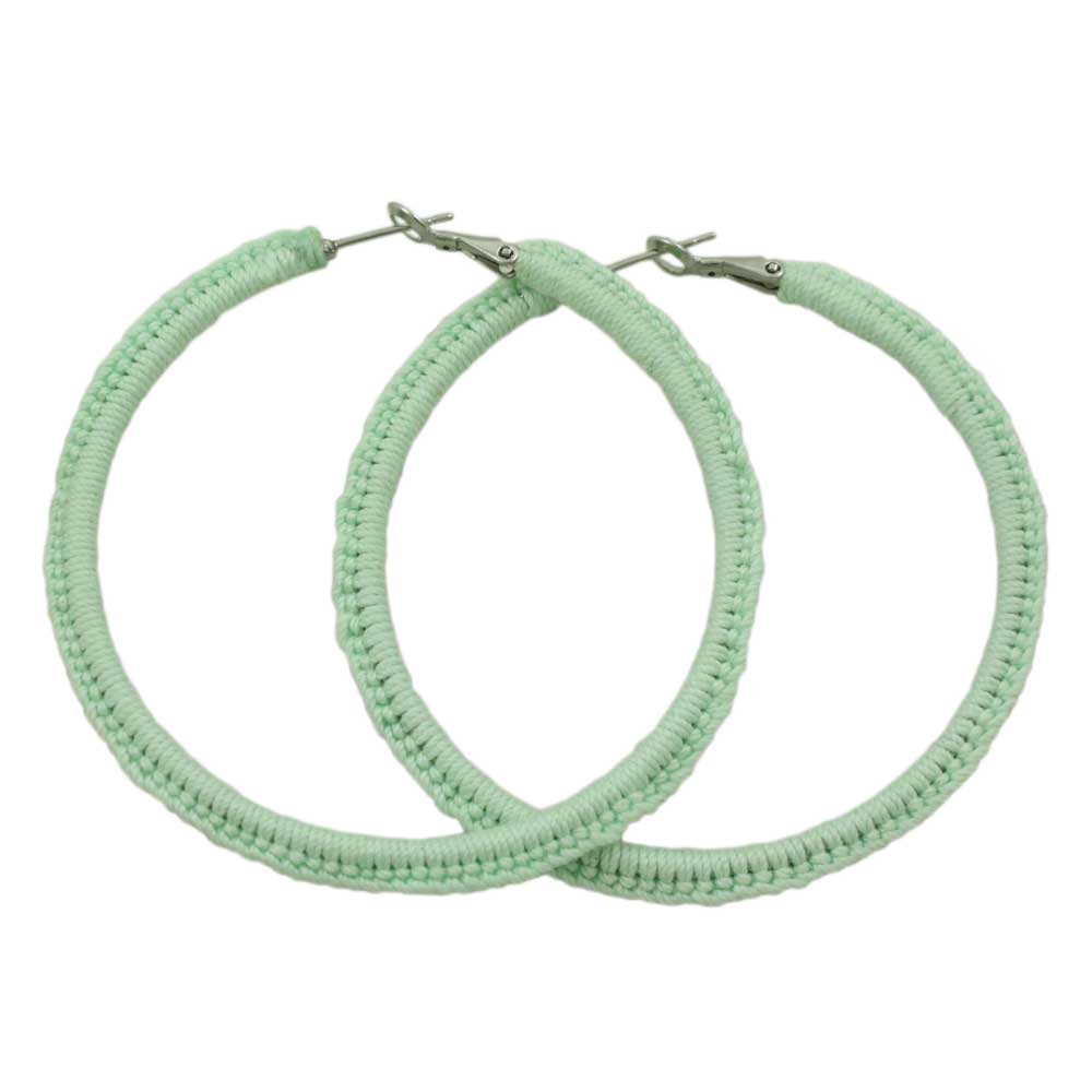 Large Mint Green Crochet Hoop Pierced Earring - STXE26 - Lilylin Designs
