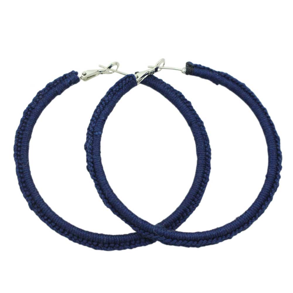 Lilylin Designs Large Navy Blue Crochet Hoop Pierced Earring