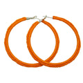 Large Dark Orange Crochet Hoop Pierced Earring - STXE28 - Lilylin Designs
