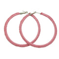 Large Pink Crochet Hoop Pierced Earring - STXE25 - Lilylin Designs