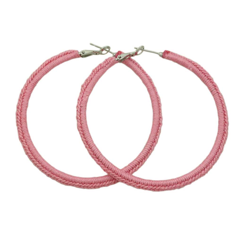 Lilylin Designs Large Pink Crochet Hoop Pierced Earring