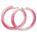Large Pink and White Crochet Hoop Pierced Earring - STXE04 - Lilylin Designs