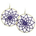 Purple Open Work Crochet Flower Pierced Earring - STXE07 - Lilylin Designs