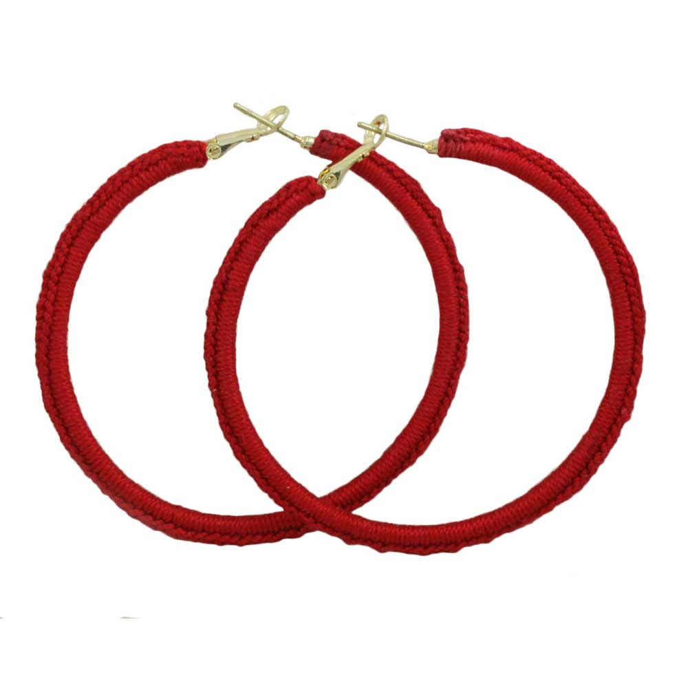 Large Red Crochet Hoop Pierced Earring - STXE22 - Lilylin Designs
