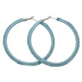 Large Sky Blue Crochet Hoop Pierced Earring - STXE32 - Lilylin Designs