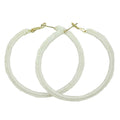 Large White Crochet Hoop Pierced Earring - STXE20 - Lilylin Designs