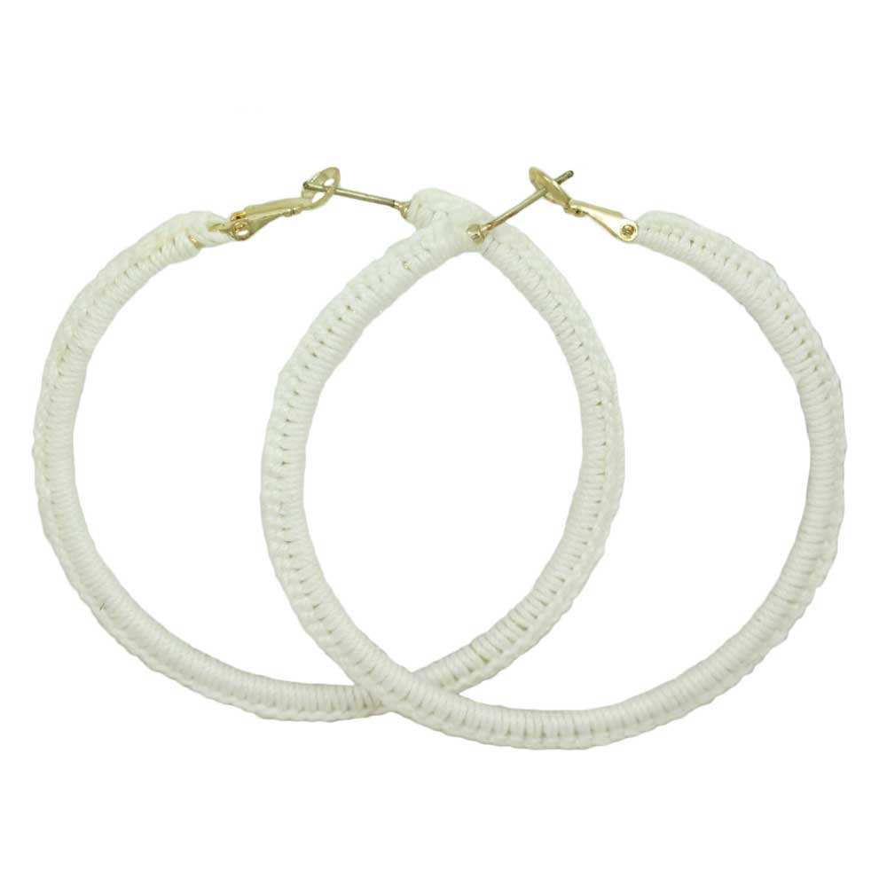 Lilylin Designs Large White Crochet Hoop Pierced Earring