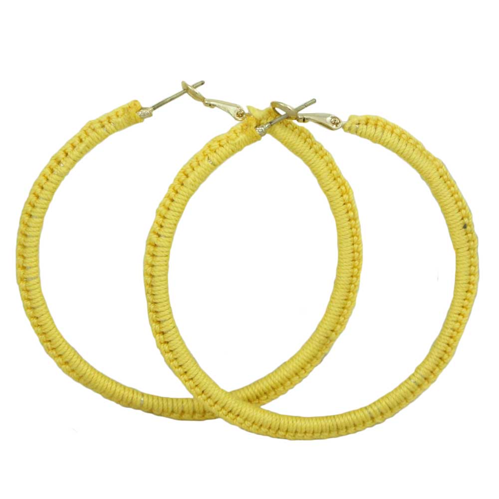 Lilylin Designs Large Yellow Crochet Hoop Pierced Earring