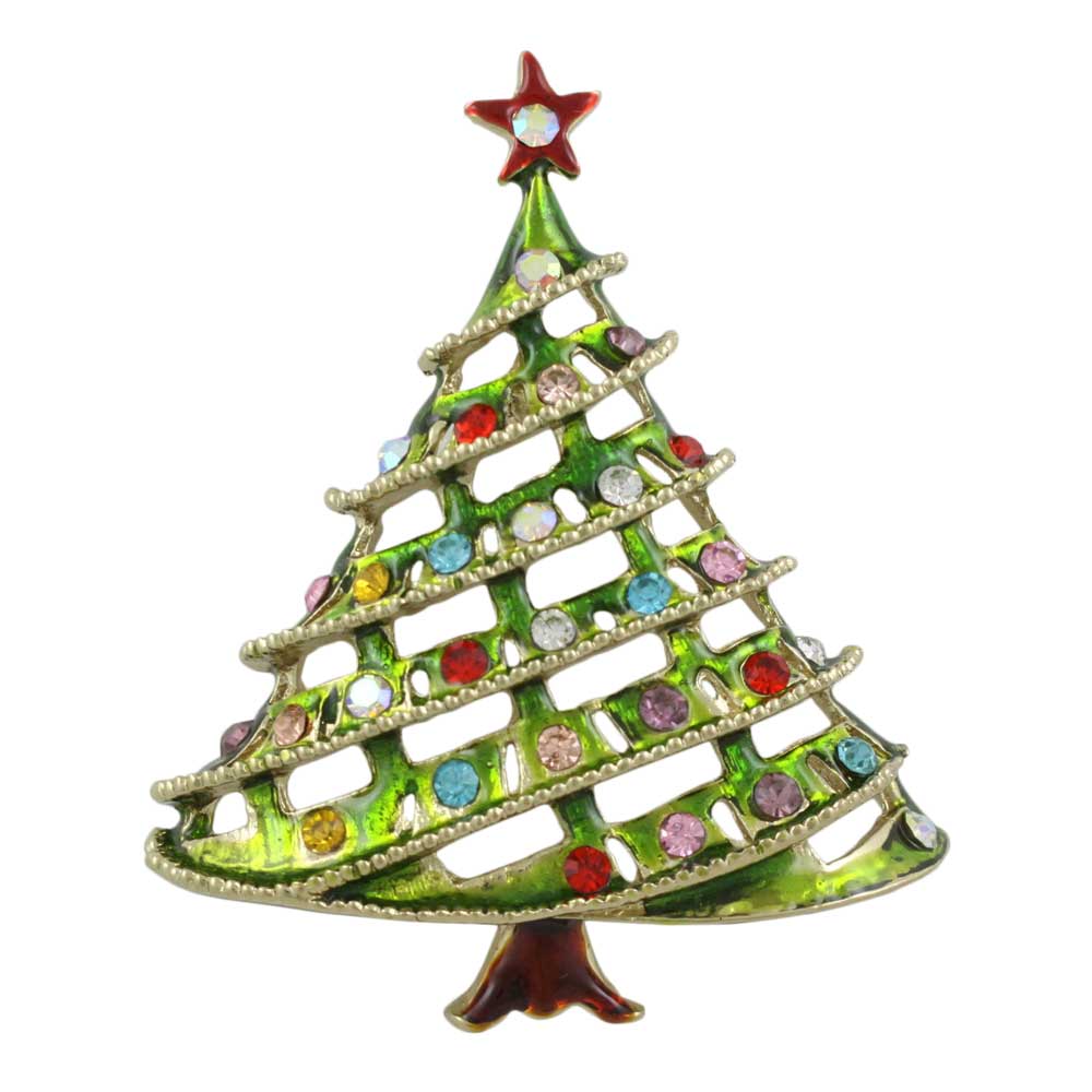 Large Light Green Christmas Tree Brooch Pin - Lilylin Designs
