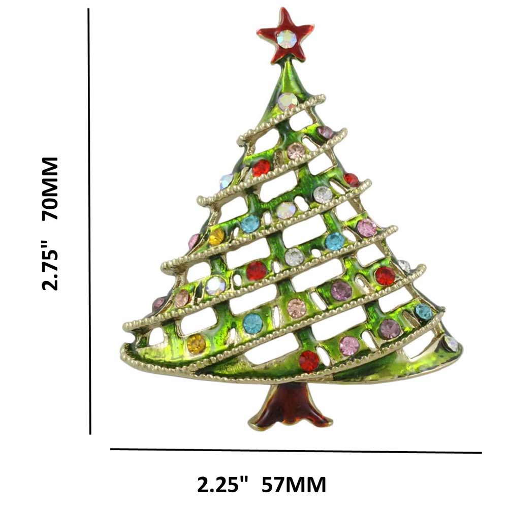 Large Light Green Christmas Tree Brooch Pin with measurements - Lilylin Designs