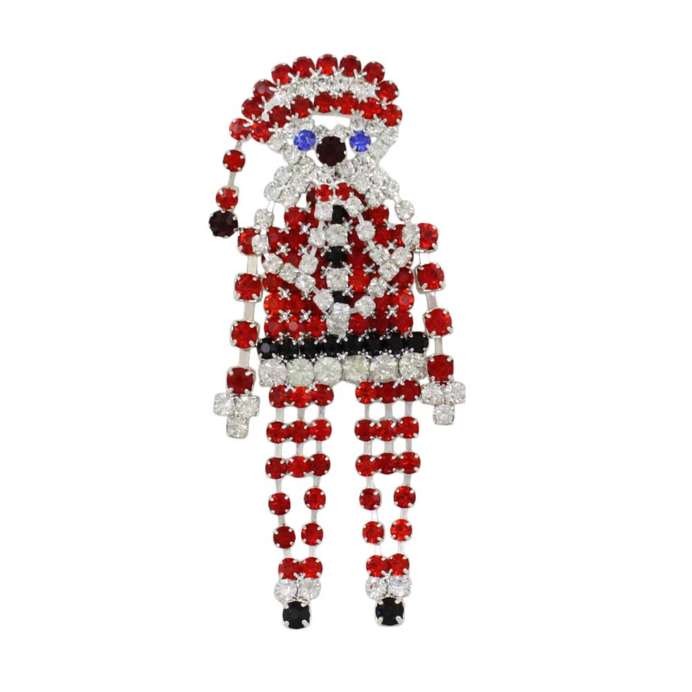 Large Sparkling Red Crystals Santa Brooch Pin - Lilylin Designs