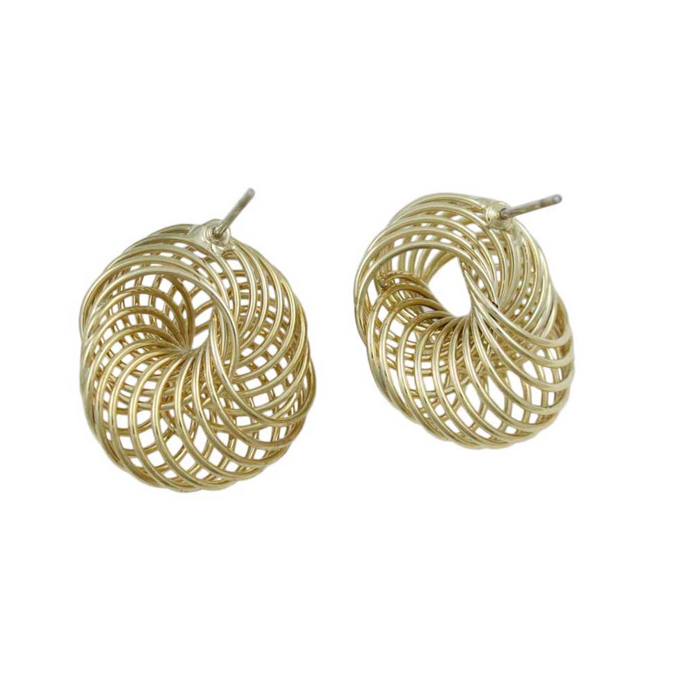 Gold Spiral Love Knot Pierced Earring - MEC147 - Lilylin Designs