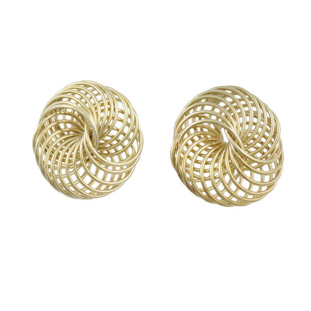 Gold Spiral Love Knot Pierced Earring - MEC147 - Lilylin Designs