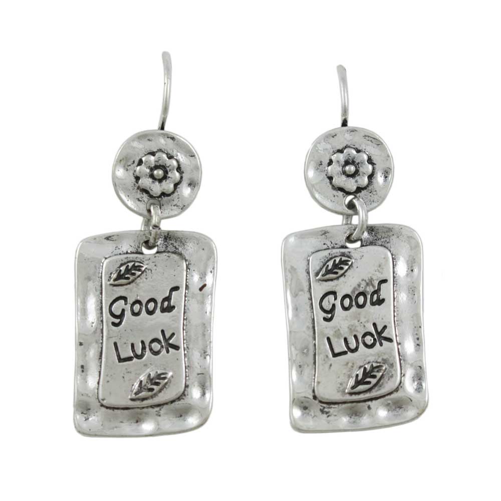 Lilylin Designs Antiqued Hammered Silver-tone Good Luck Earring