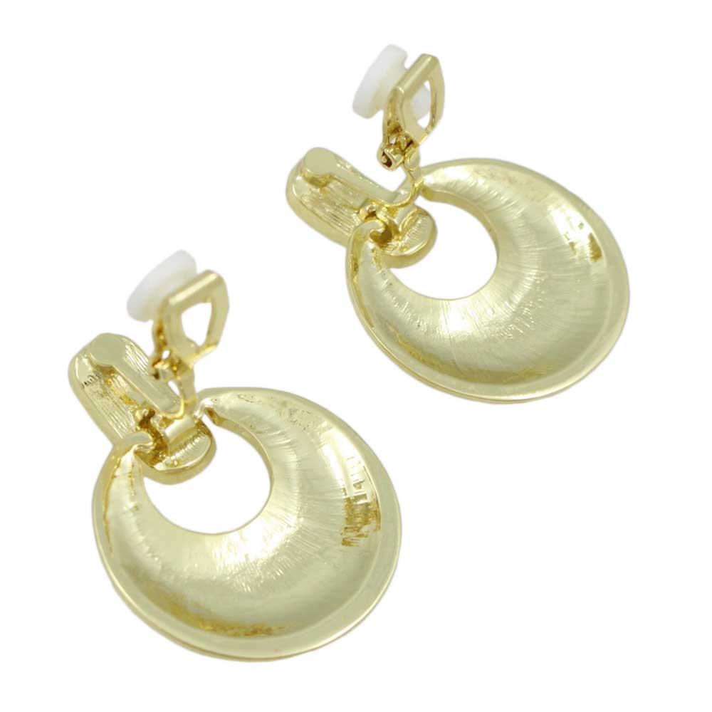 Brushed Gold with Red Enamel Doorknocker Clip Earring - MEC160RD - Lilylin Designs