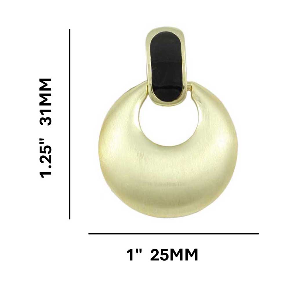 Brushed Gold with Black Enamel Doorknocker Clip Earring - MEC160BK - Lilylin Designs