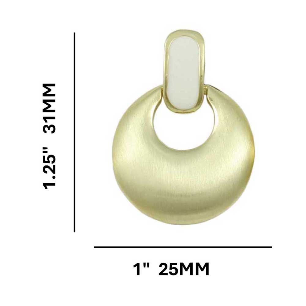 Brushed Gold with White Enamel Doorknocker Clip Earring - MEC160WT - Lilylin Designs