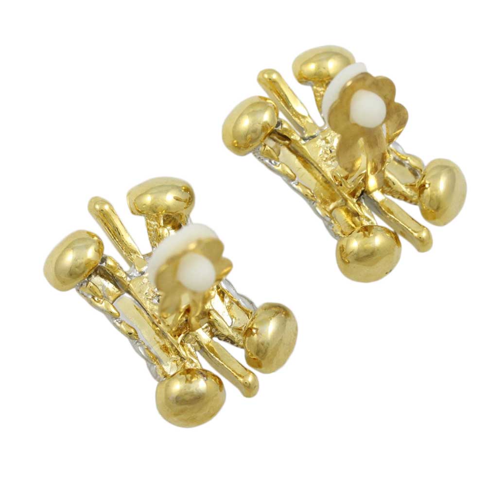 Silver and Gold Ribbed Bars Clip On Earring - MEC379 - Lilylin Designs