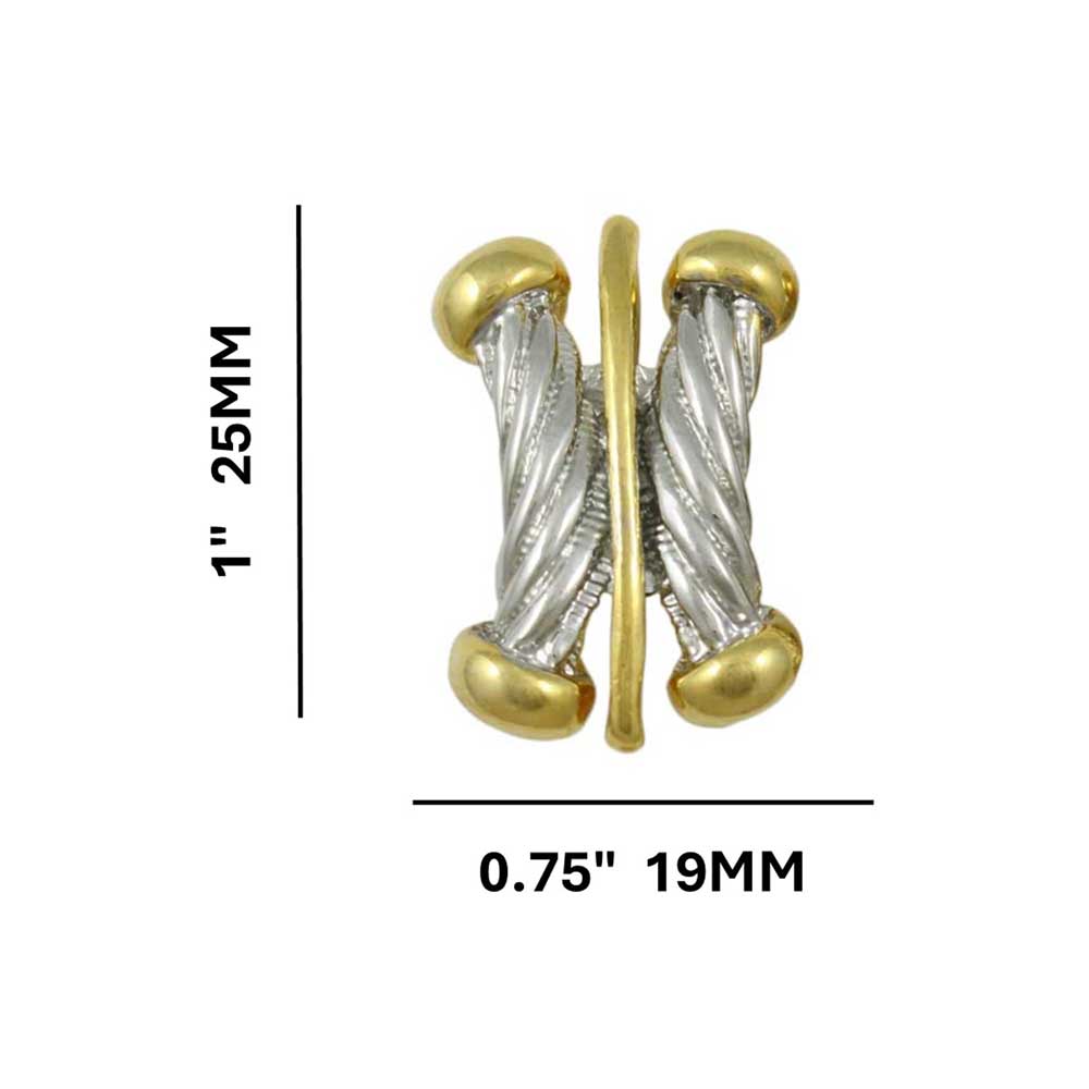 Silver and Gold Ribbed Bars Clip On Earring - MEC379 - Lilylin Designs