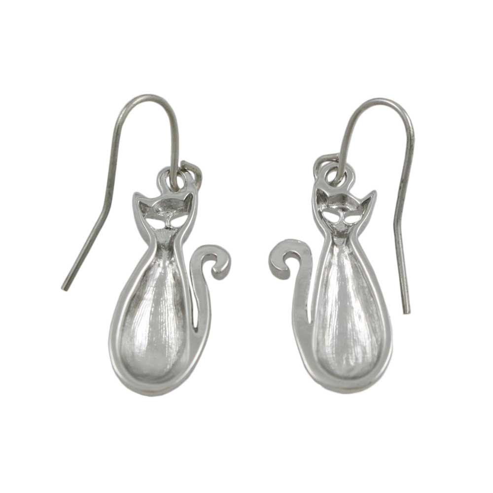 Silver - tone Silhouette Cat Dangling Pierced Earring - MEC730 - Lilylin Designs