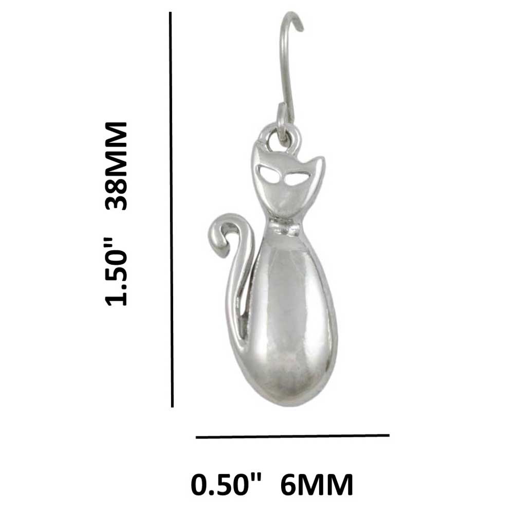 Silver - tone Silhouette Cat Dangling Pierced Earring - MEC730 - Lilylin Designs