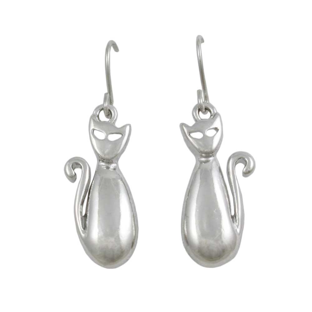 Lilylin Designs Silver-tone Silhouette Cat Dangling Pierced Earring