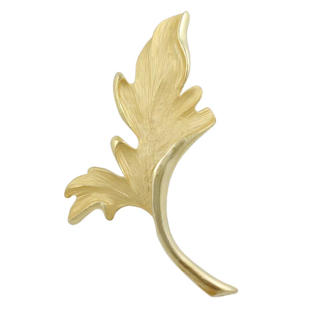 Matte Gold Curled Leaf Brooch Pin -  Lilylin Designs