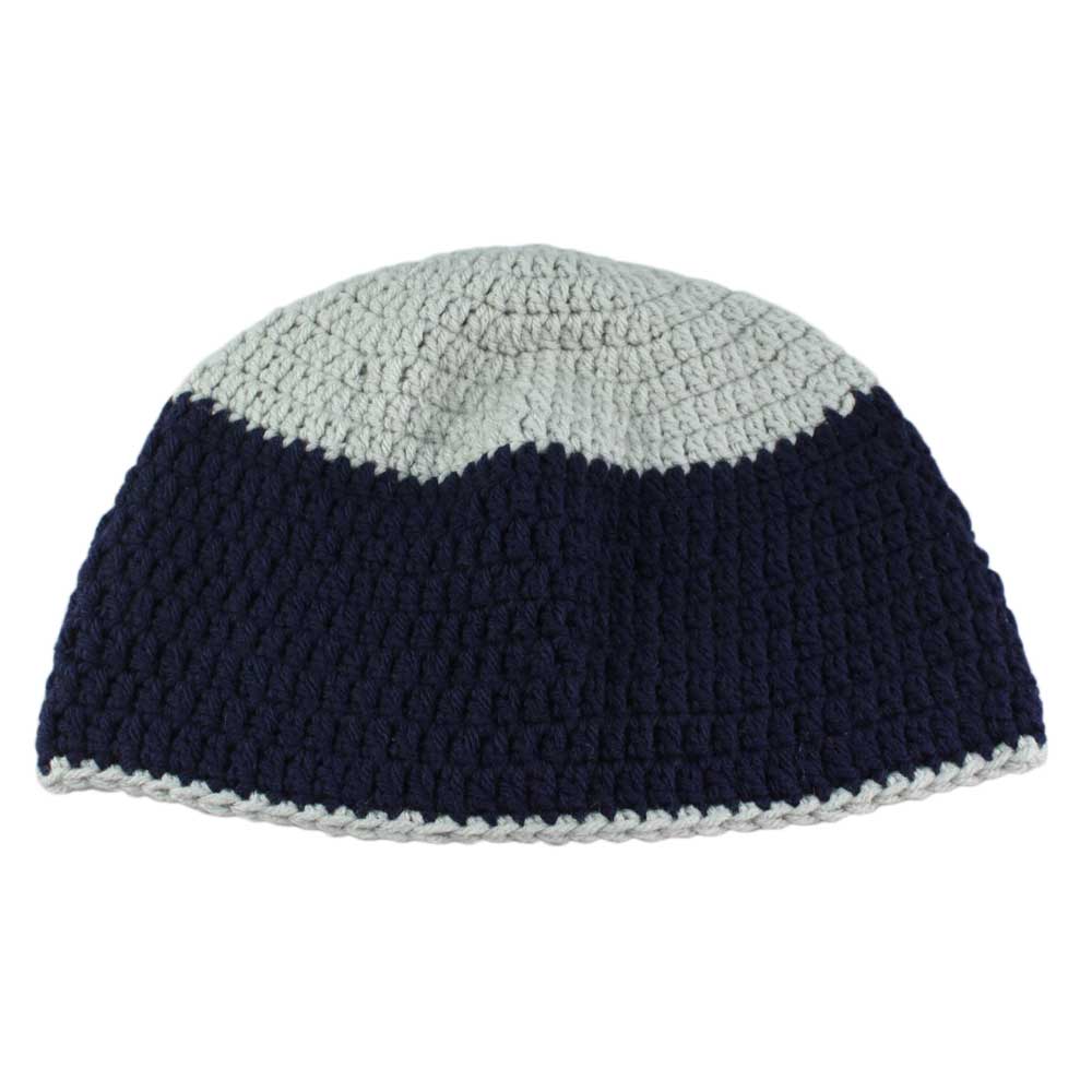 Navy Blue with Gray Top Crochet Beanie Hat Medium/Large - STXH23ML - Lilylin Designs
