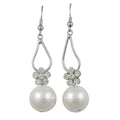 Crystal Flower with Dangling Pearl Pierced Earring - PRE709 - Lilylin Designs