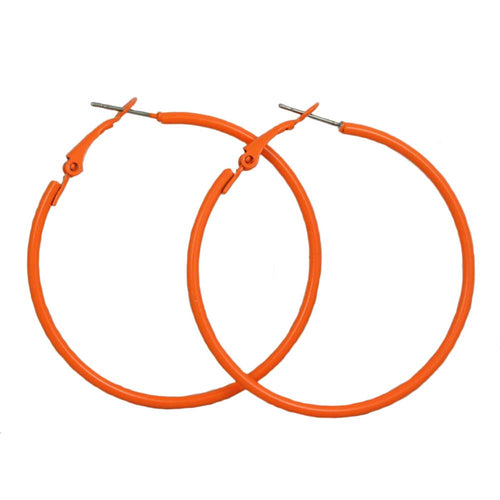 2" Medium Sized Orange Skinny Hoop Pierced Earring - FE220OG - Lilylin Designs