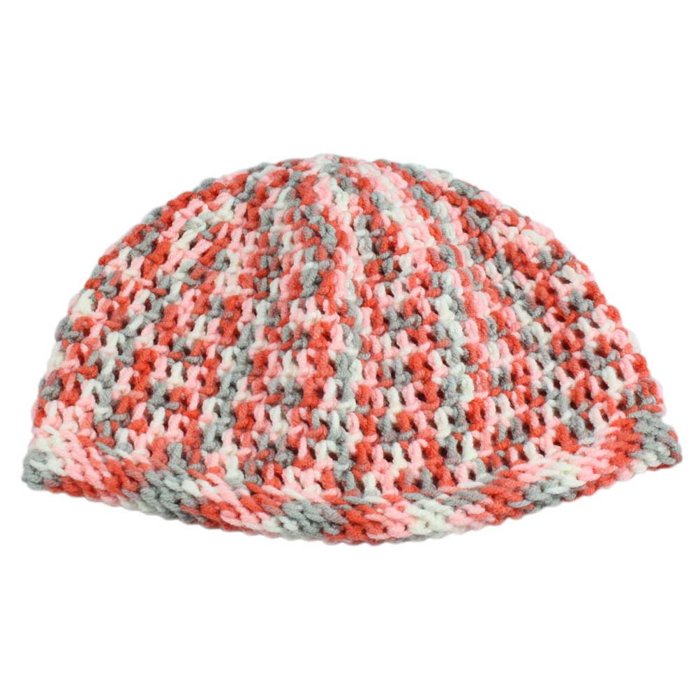 Orange and Gray Crochet Beanie Hat Small/Medium - JMCH13SM - Lilylin Designs