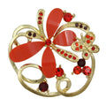 Orange Resin and Crystal Butterflies Brooch Pin - Lilylin Designs