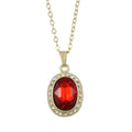 Red Oval Crystal Pendant on Gold Chain - Lilylin Designs