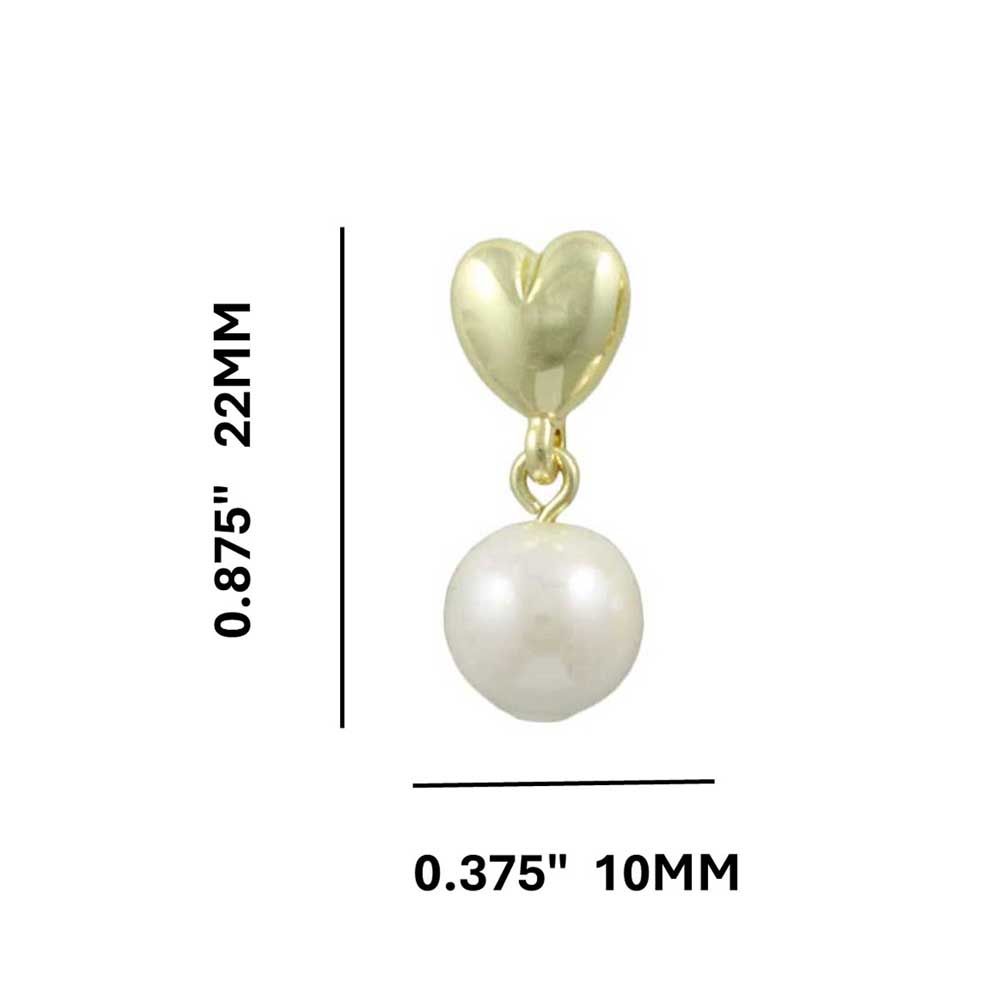 Gold Heart with 8MM White Pearl Clip Earring - PE143C - Lilylin Designs