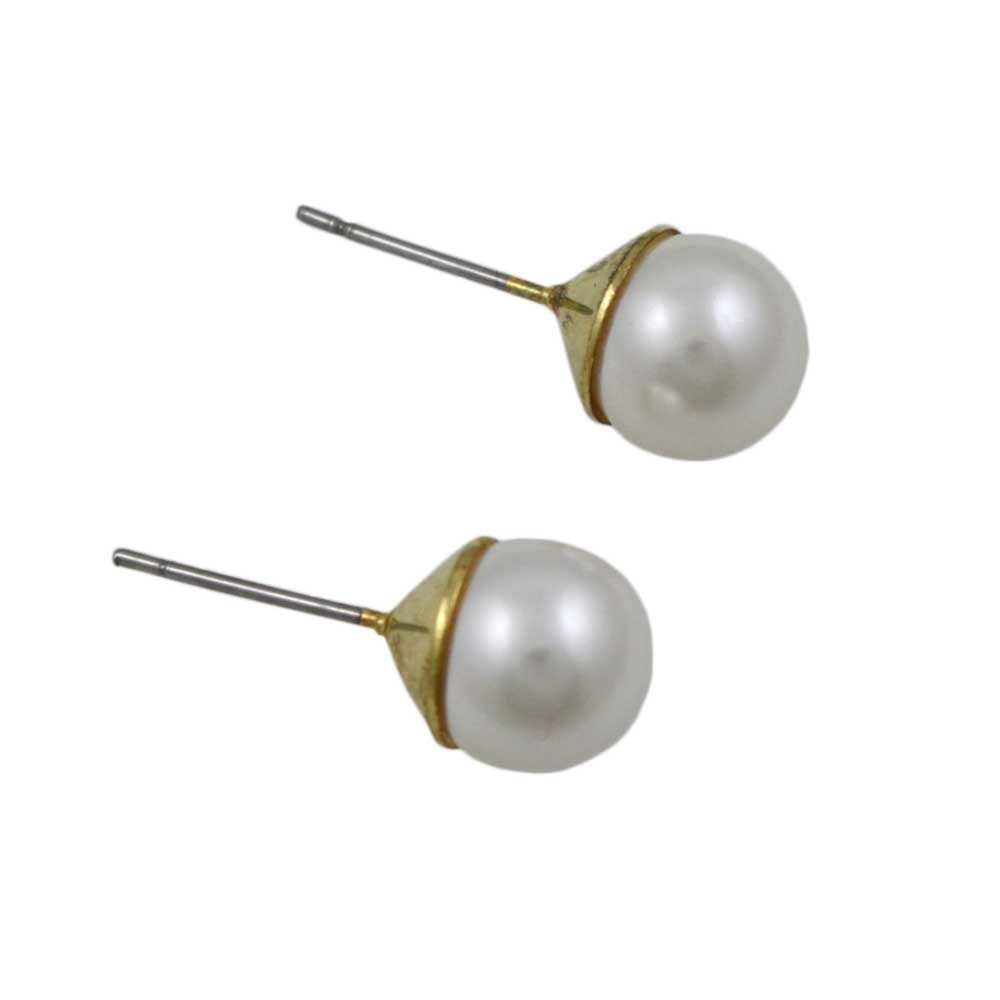 Classic 6MM White Pearl Stud Pierced Earring - PE501 - Lilylin Designs