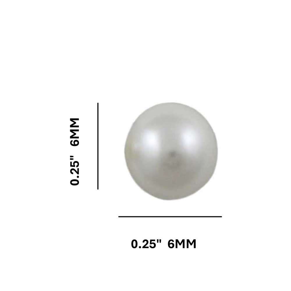 Classic 6MM White Pearl Stud Pierced Earring - PE501 - Lilylin Designs
