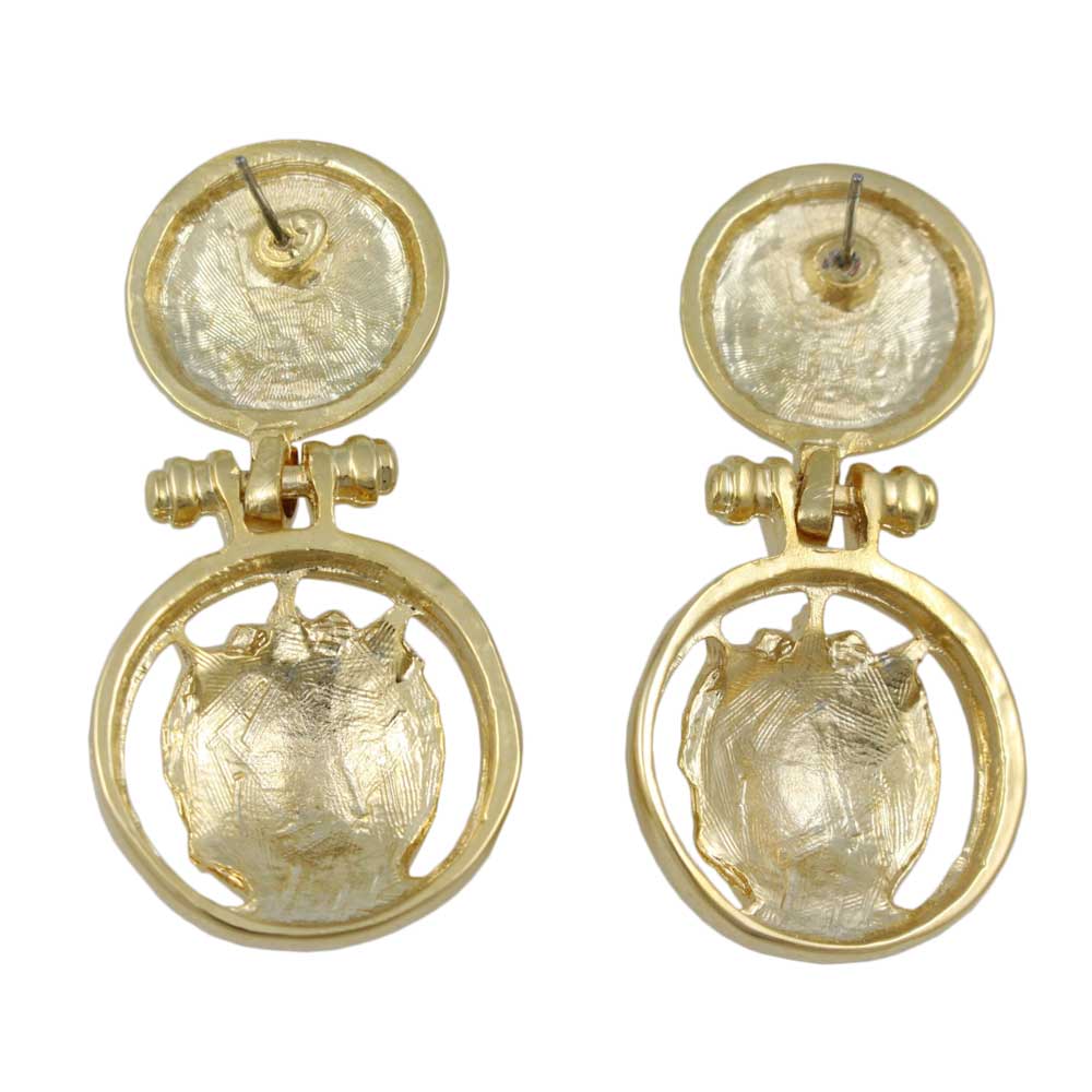 Large White Pearl with Lion Head Doorknocker Earring - PE550 - Lilylin Designs
