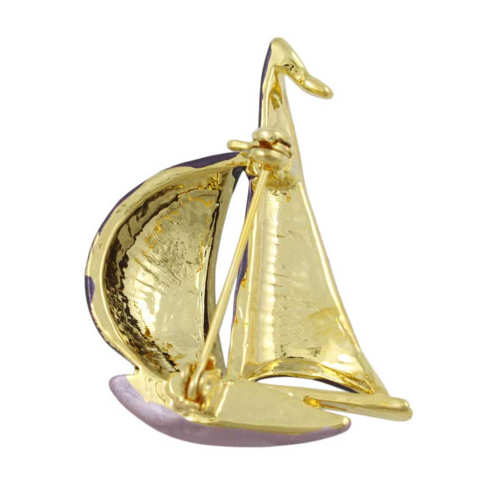 Dark and Light Purple Enamel Sailboat Brooch Pin - PF205 - Lilylin Designs