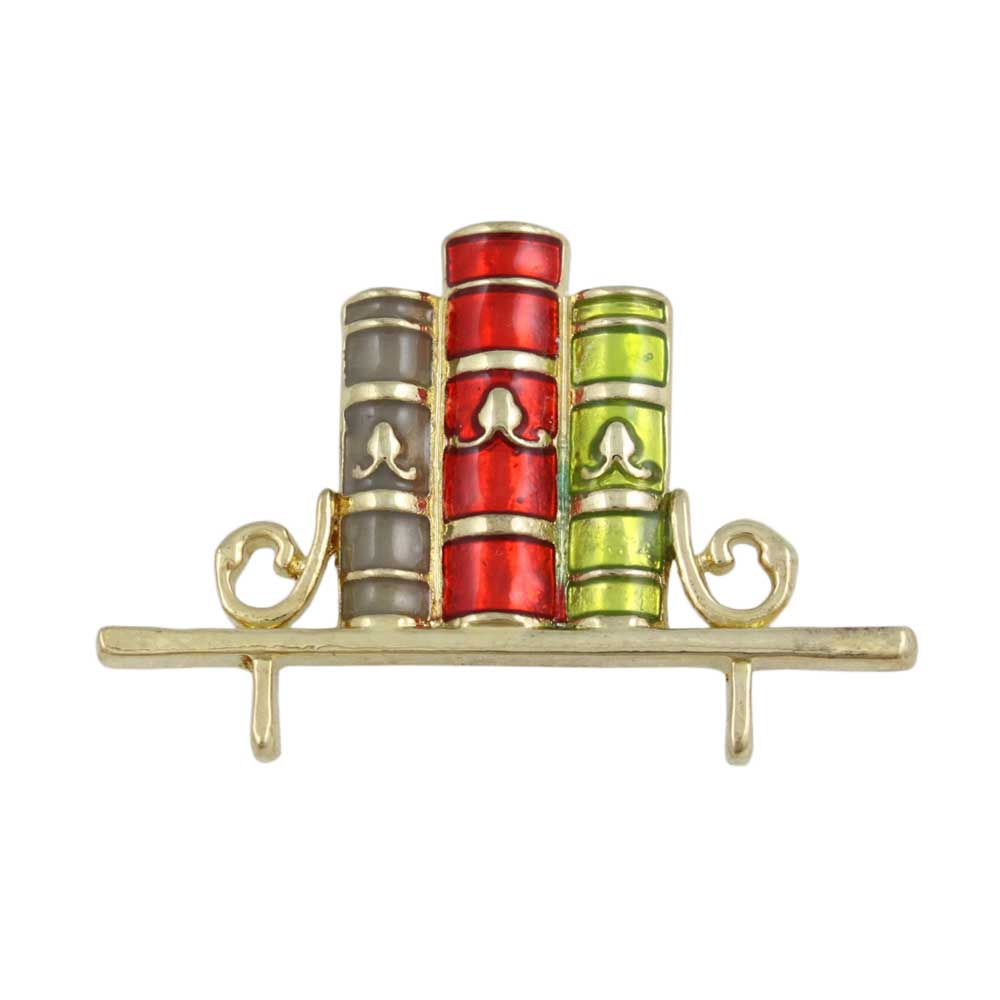 Books on a Shelf Brooch Pin in Colorful Enamel - PF231 - Lilylin Designs