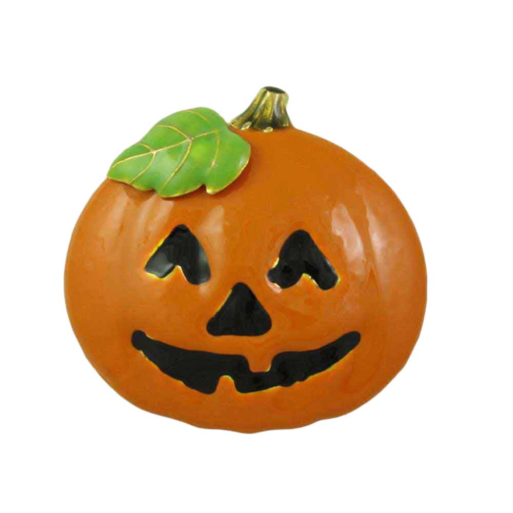 Orange Enamel Jack O Lantern Pumpkin Brooch Pin - Lilylin Designs