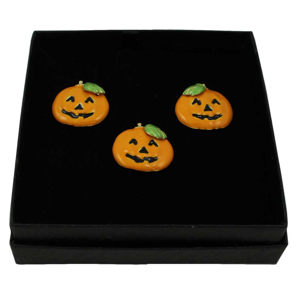 Lilylin Designs Little Pumpkin Tac Pin and Pierced Earring Jewelry Set