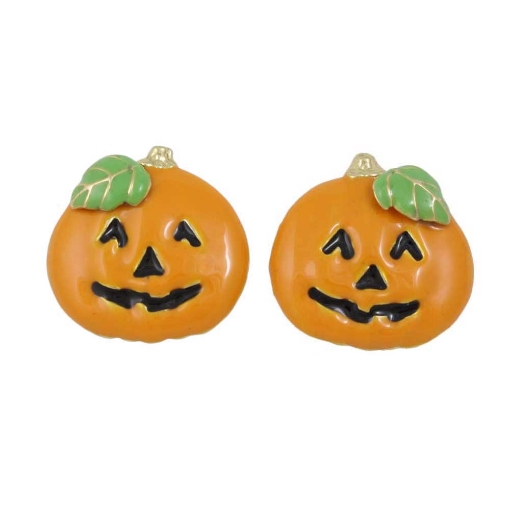 Orange Jack O Lantern Pumpkin Halloween Pierced Earring - Lilylin Designs