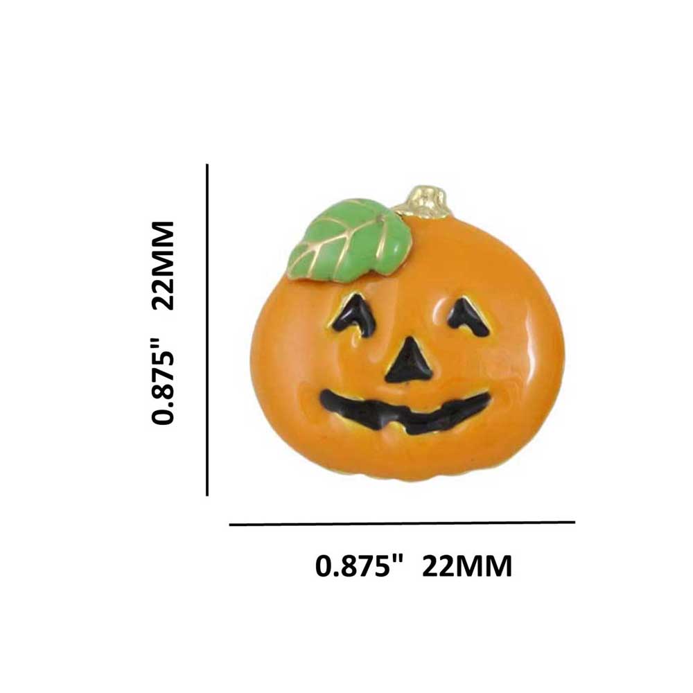 Orange Jack O Lantern Pumpkin Halloween Pierced Earring - size view - Lilylin Designs
