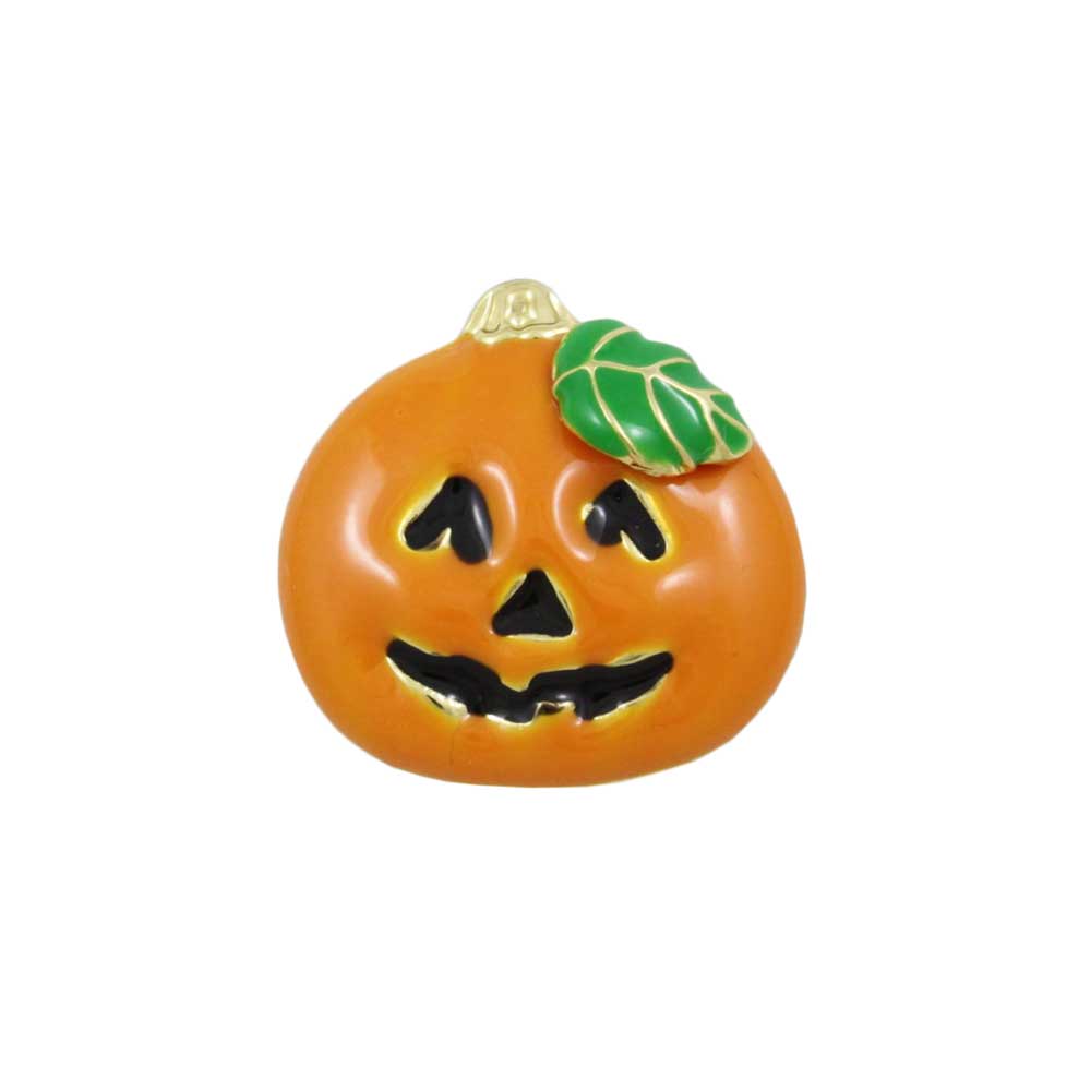 Small Orange Enamel Jack O Lantern Halloween Lapel Tac Pin - PF242ET - Lilylin Designs