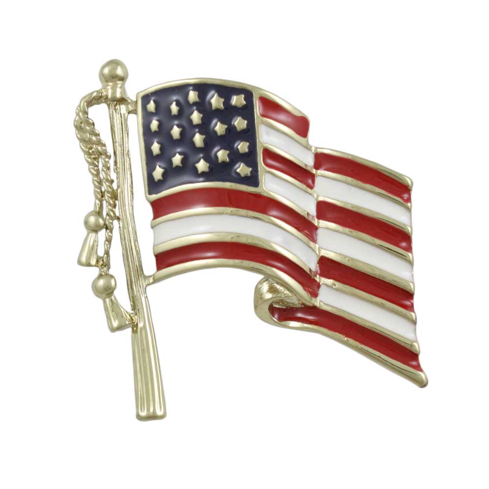 Red White and Blue American Flag Patriotic Brooch Pin - PF356 - Lilylin Designs