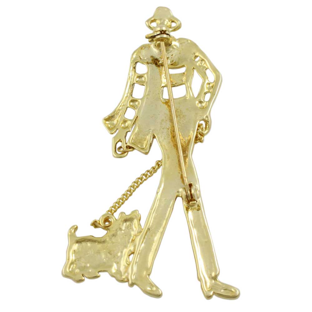 Glittering Elegant Lady Walking Scotty Dog Brooch Pin - PF512 - Lilylin Designs