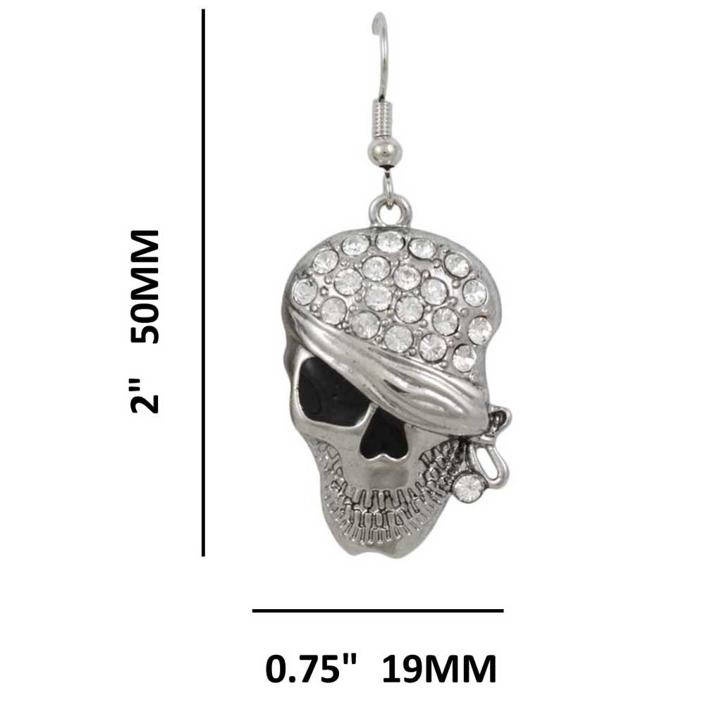 Crystal Bandaged Pirate Skull Pierced Earring - PF601E - Lilylin Designs