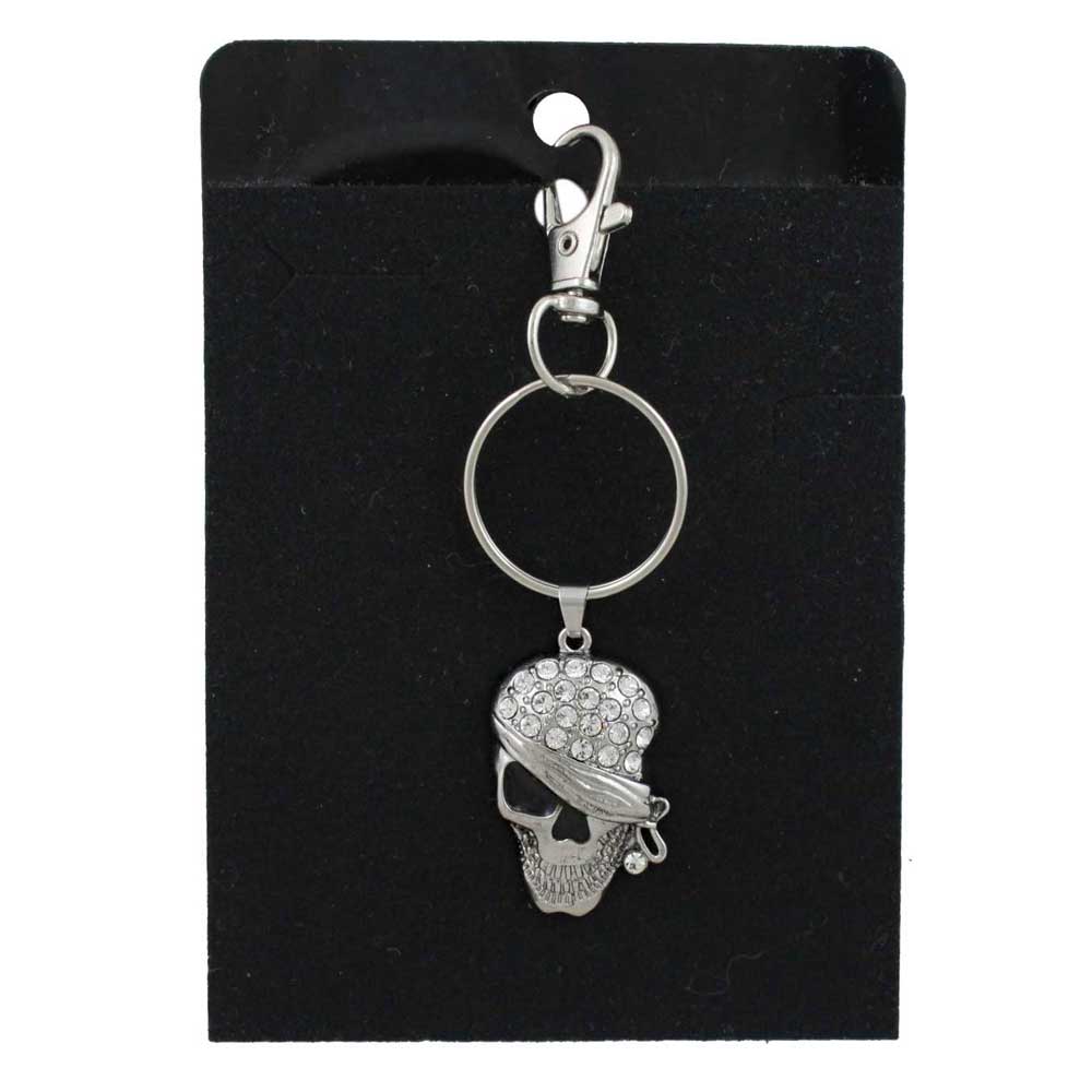 Skull with kerchief keychain on black card - Lilylin Designs